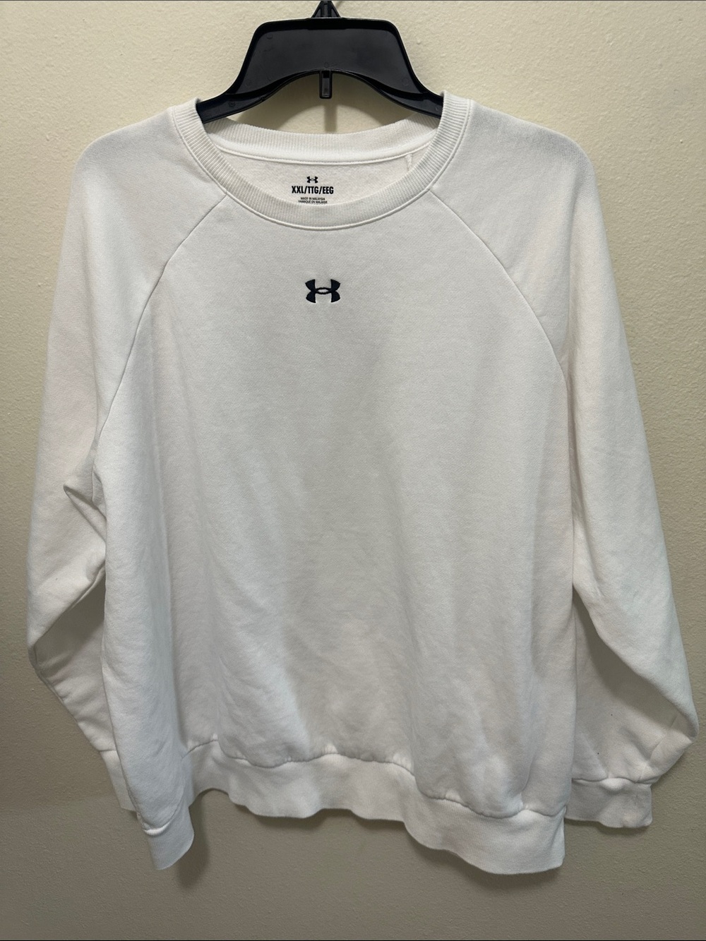 Under Armour White Crewneck Pullover with Black Logo